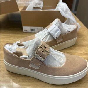Dr. Scholl's Beige Suede Flats with Buckle